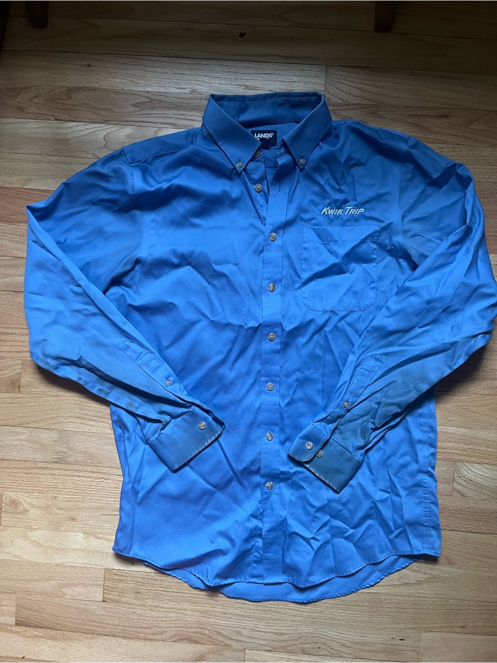 Lands' End Men's Royal Blue Button-Down Shirt with Kwik Trip Embroidery